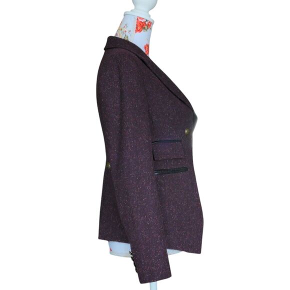 Rebecca Minkoff Sz 4 Nevins Purple Confetti Tweed Look Military Style Blazer - Picture 4 of 11